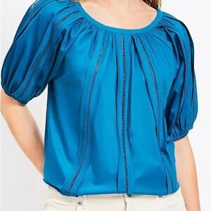 Loft Cutout Raglan Sleeve Teal Blouse Size Medium